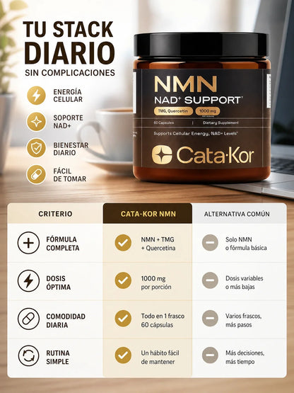 CataKor - NMN con Quercetina, Resveratrol y TMG para Apoyo de NAD+ y Energía Celular (60 cápsulas)