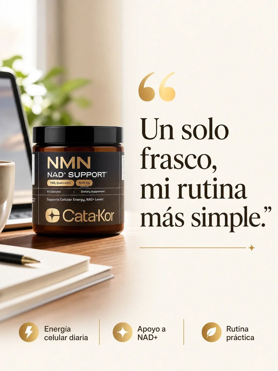 CataKor - NMN con Quercetina, Resveratrol y TMG para Apoyo de NAD+ y Energía Celular (60 cápsulas)