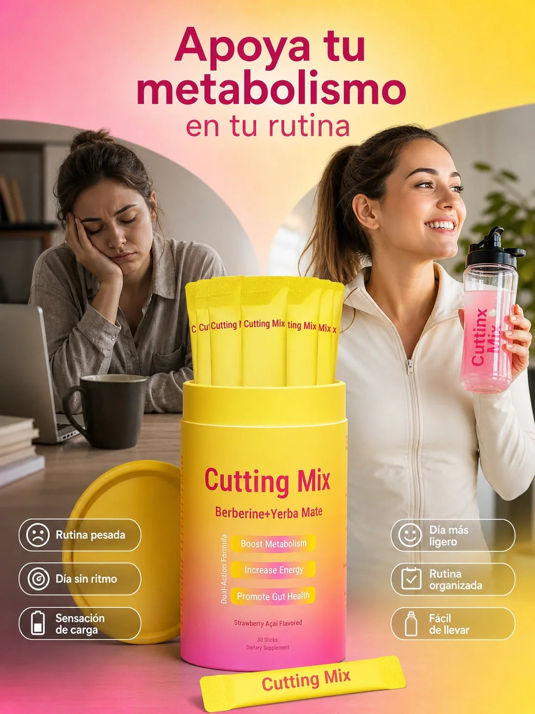 Cutting Mix Berberine + Yerba Mate - Acelera el metabolismo, Aumenta la energía y Favorece la salud intestinal