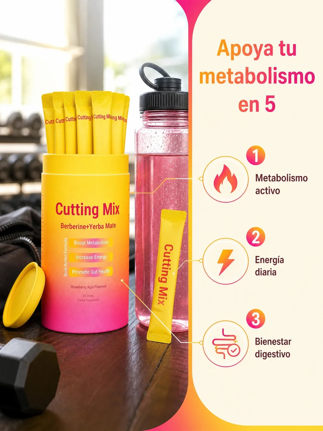 Cutting Mix Berberine + Yerba Mate - Acelera el metabolismo, Aumenta la energía y Favorece la salud intestinal