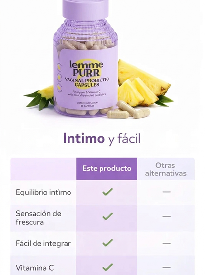 Lemme Purr - Cápsulas Probióticas Vaginales para Mujeres (60 Cápsulas)
