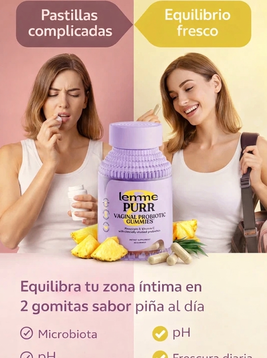 Lemme Purr - Cápsulas Probióticas Vaginales para Mujeres (60 Cápsulas)