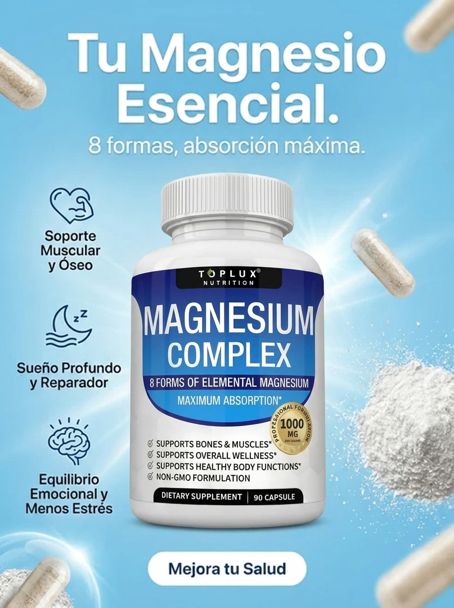 Magnesium Complex – Fórmula de Absorción Máxima para Huesos, Músculos y Sueño Reparador (60 Cápsulas)