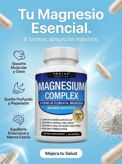 Magnesium Complex – Fórmula de Absorción Máxima para Huesos, Músculos y Sueño Reparador (60 Cápsulas)