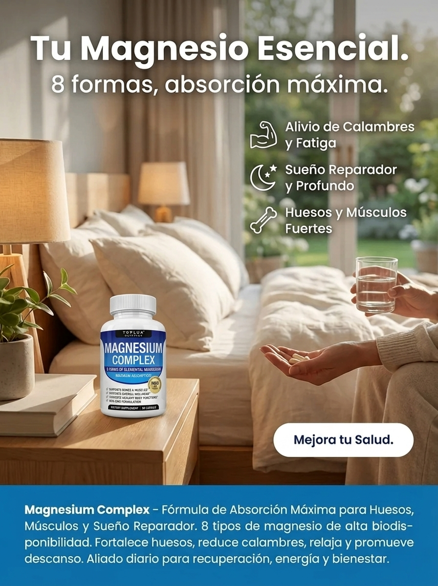 Magnesium Complex – Fórmula de Absorción Máxima para Huesos, Músculos y Sueño Reparador (60 Cápsulas)