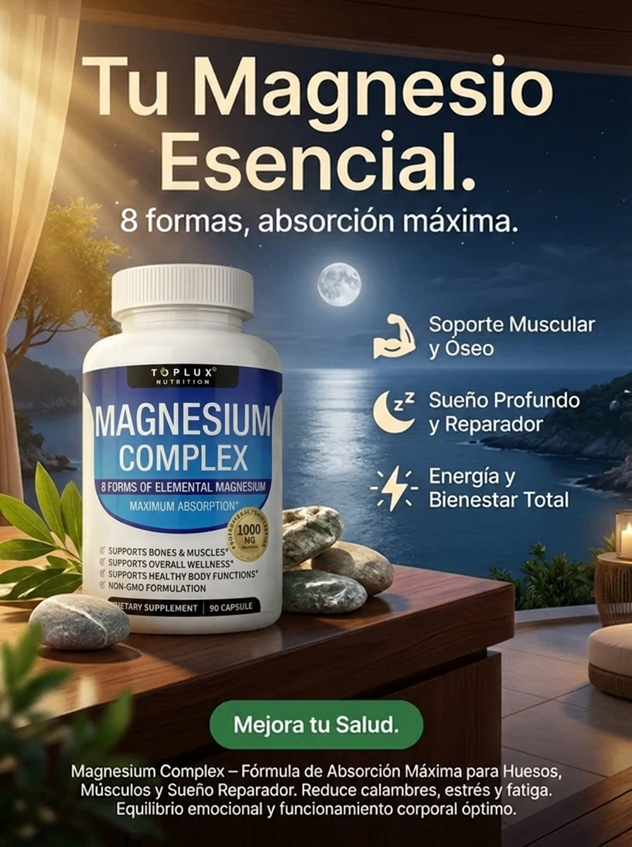 Magnesium Complex – Fórmula de Absorción Máxima para Huesos, Músculos y Sueño Reparador (60 Cápsulas)